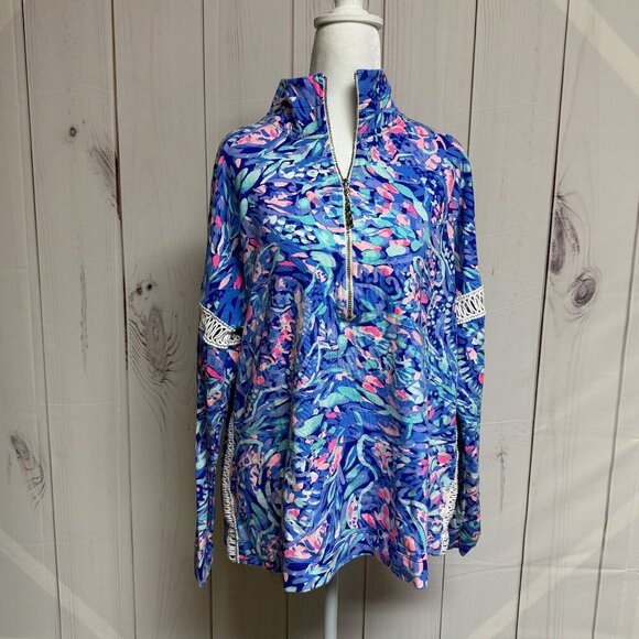 Lilly Pulitzer Jonah Popover – Royal Purple Party Wave – Size Large – EUC - Picture 1 of 12